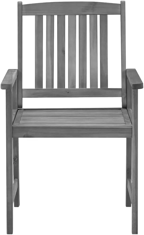 4-Piece Gray Solid Acacia Wood Patio Chairs with Beige Cushions, Outdoor Furniture Set for Garden, Poolside, and Backyard Lounging
