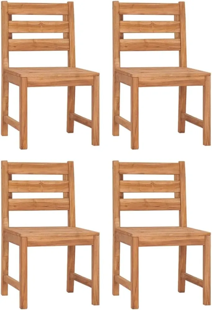 4-Piece Solid Teak Wood Patio Chairs Set Outdoor Furniture with Water-Resistant Finish for Poolside Garden Backyard Lounge