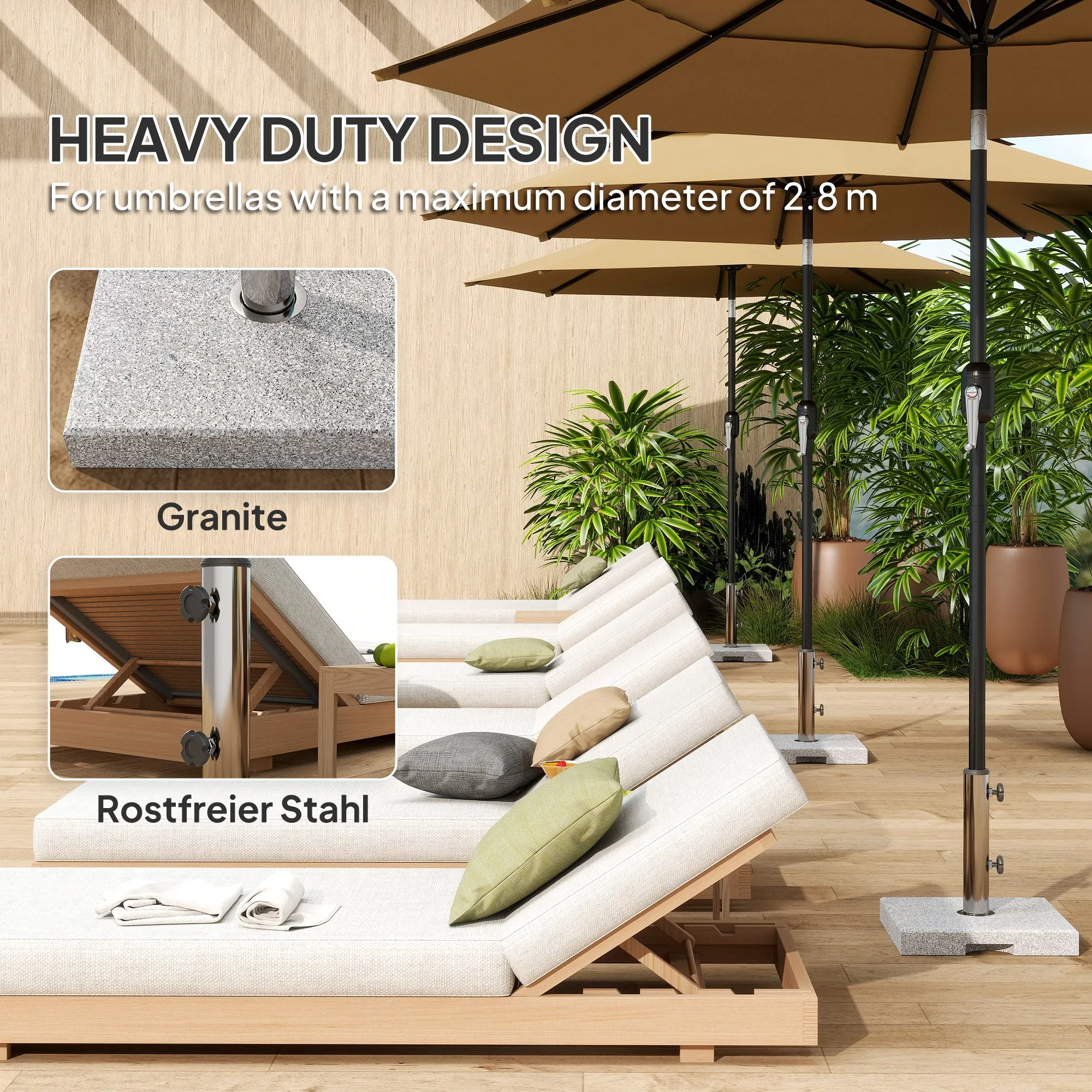46 lbs Square Umbrella Stand with Adjustable Knobs, for 1.3"/1.5"/1.9" Poles, Grey