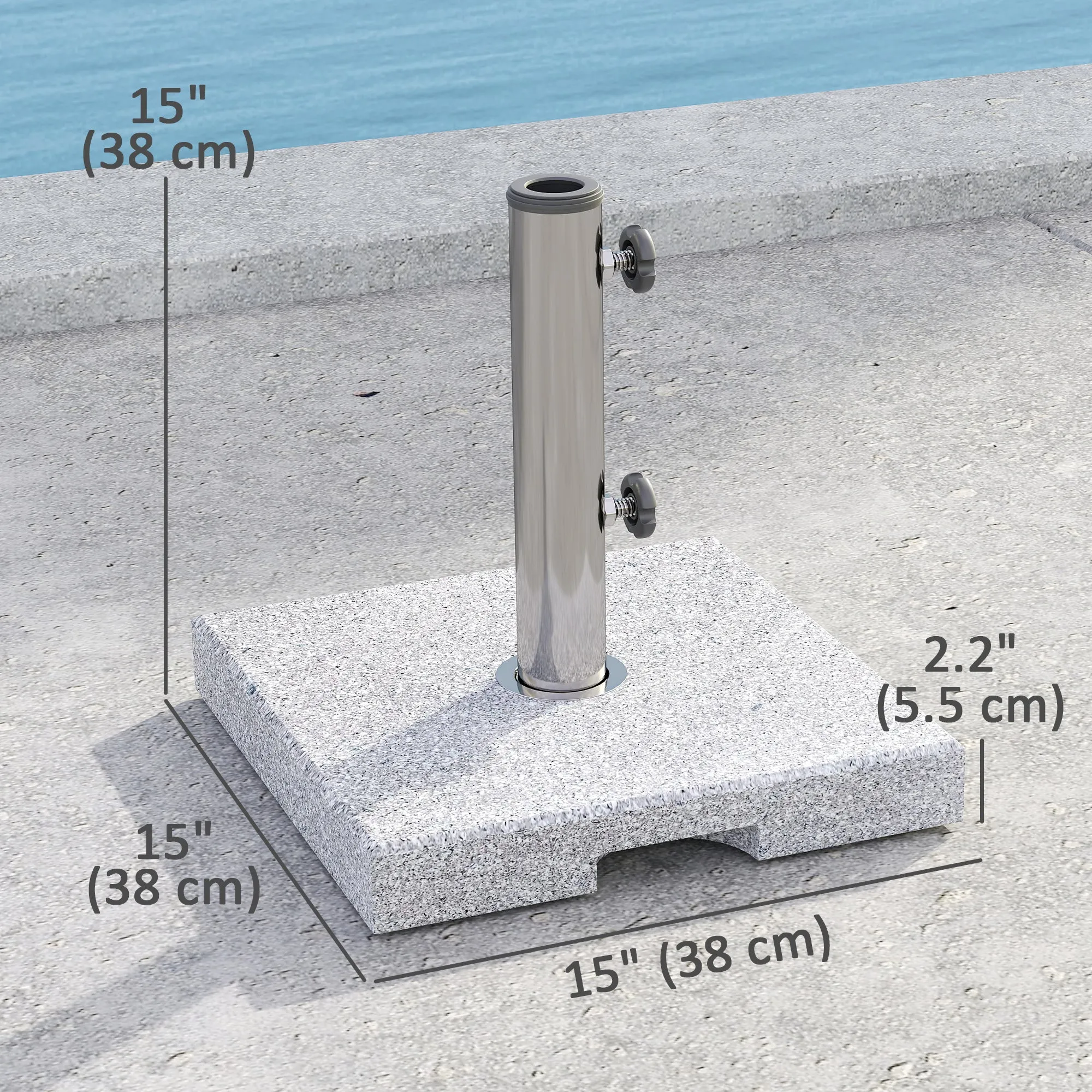 46 lbs Square Umbrella Stand with Adjustable Knobs, for 1.3"/1.5"/1.9" Poles, Grey