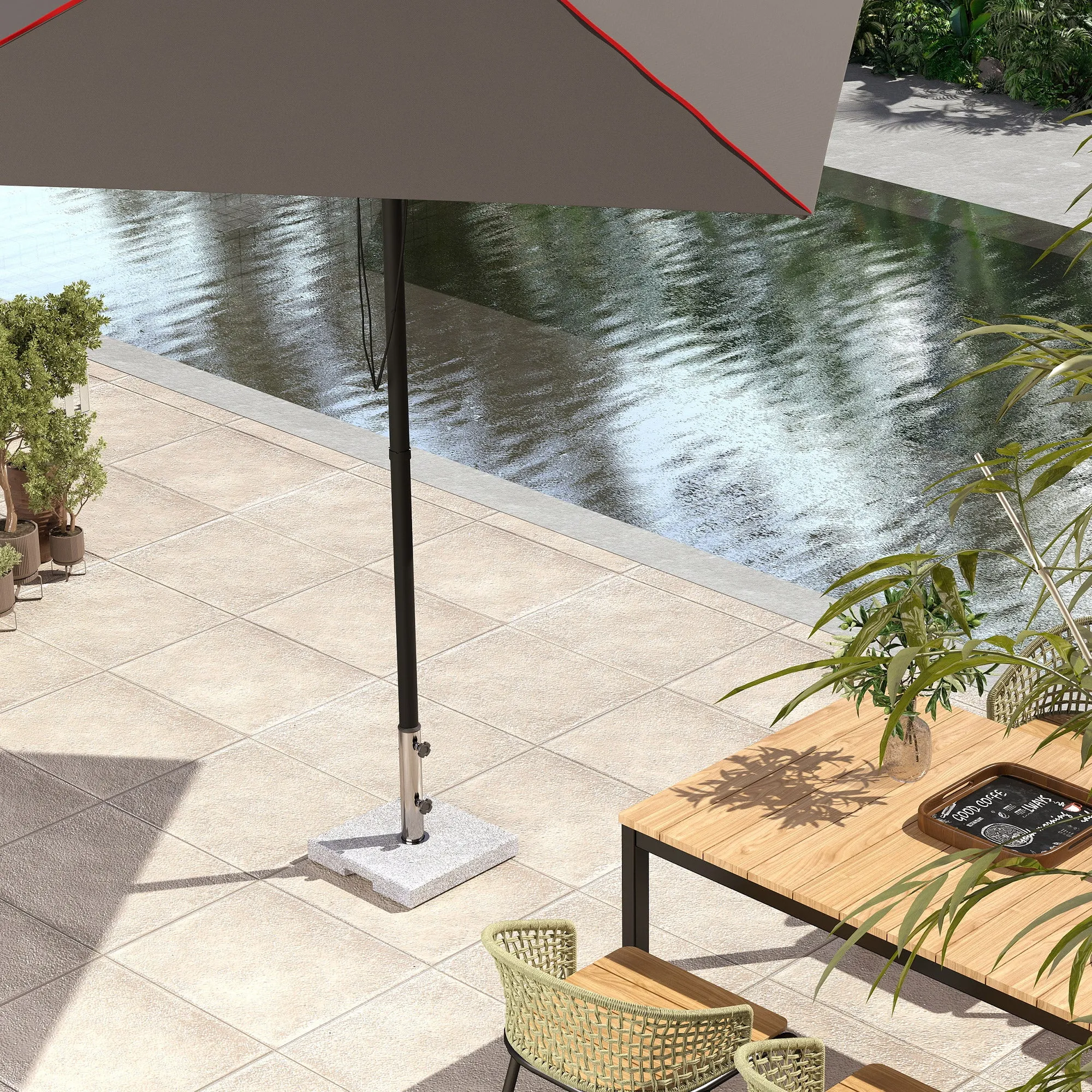 46 lbs Square Umbrella Stand with Adjustable Knobs, for 1.3"/1.5"/1.9" Poles, Grey