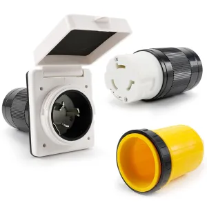 50 Amp RV Power Inlet Receptacle, 50 Amp RV Power Cover Twist Locking Connector with Boot, 125/250V 50 AMP Power Plug Twist Lock Inlet for RV Trailer Boat Caravan Camper Truck Yacht Power Cord