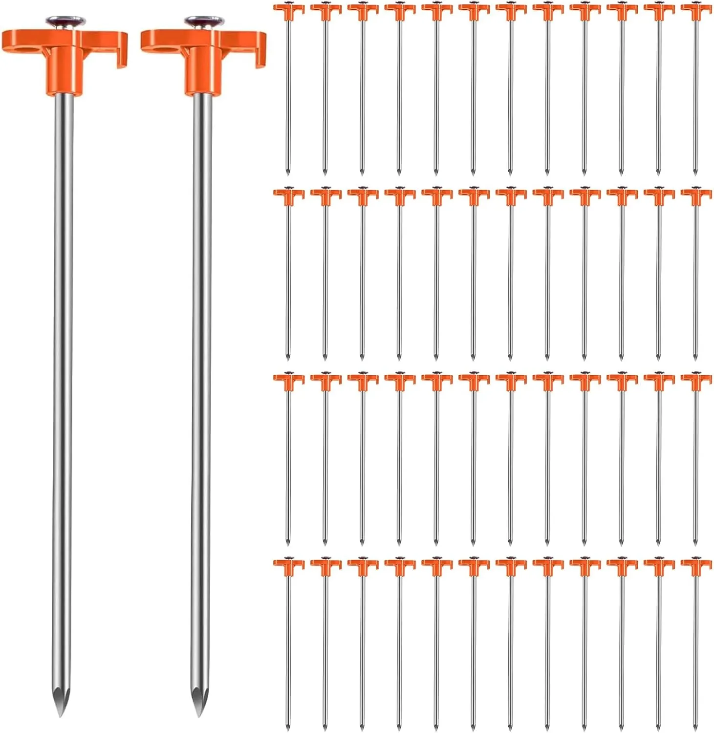 50 Pack Tent Stakes Heavy Duty 10 Inch Camping Stakes Yard Stakes Metal Tent Pegs for Ground Stakes Tent Spikes for Camping Garden Yard (Orange)