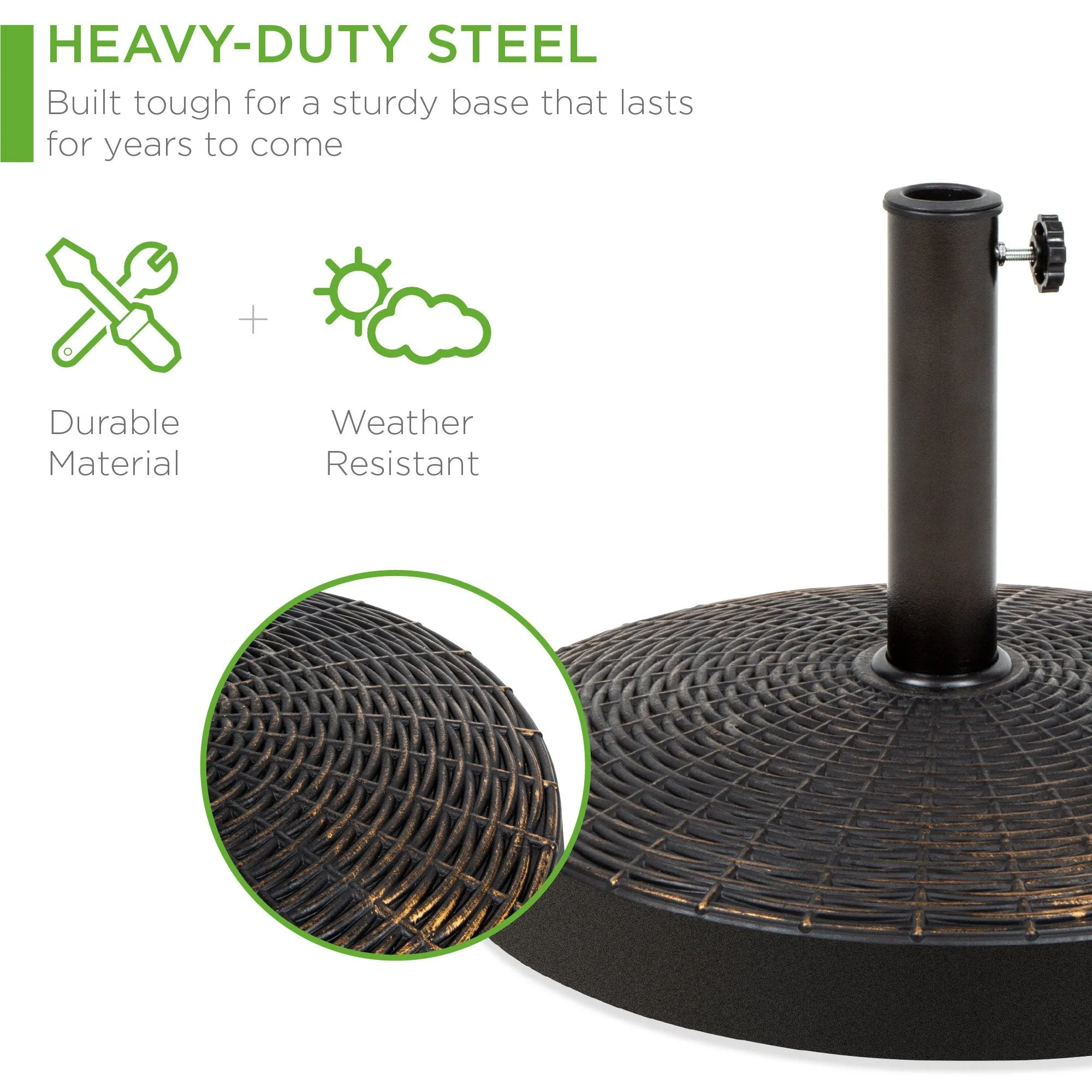55lb Round Patio Style Express shipping Wicker Umbrella Stand Finish Act quickly Bronze Blackened w/