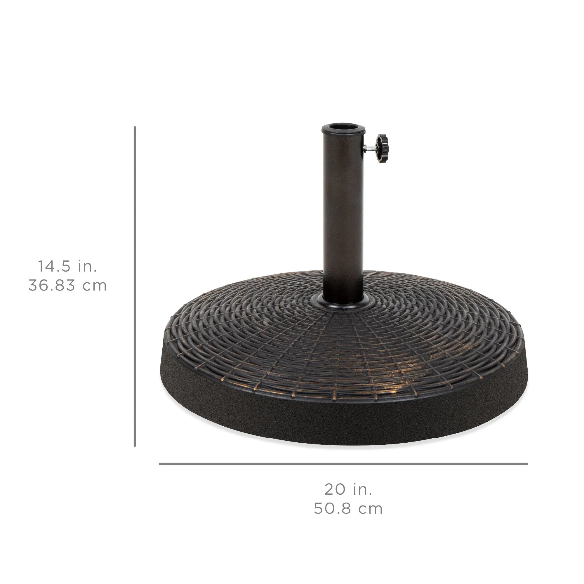 55lb Round Patio Style Express shipping Wicker Umbrella Stand Finish Act quickly Bronze Blackened w/