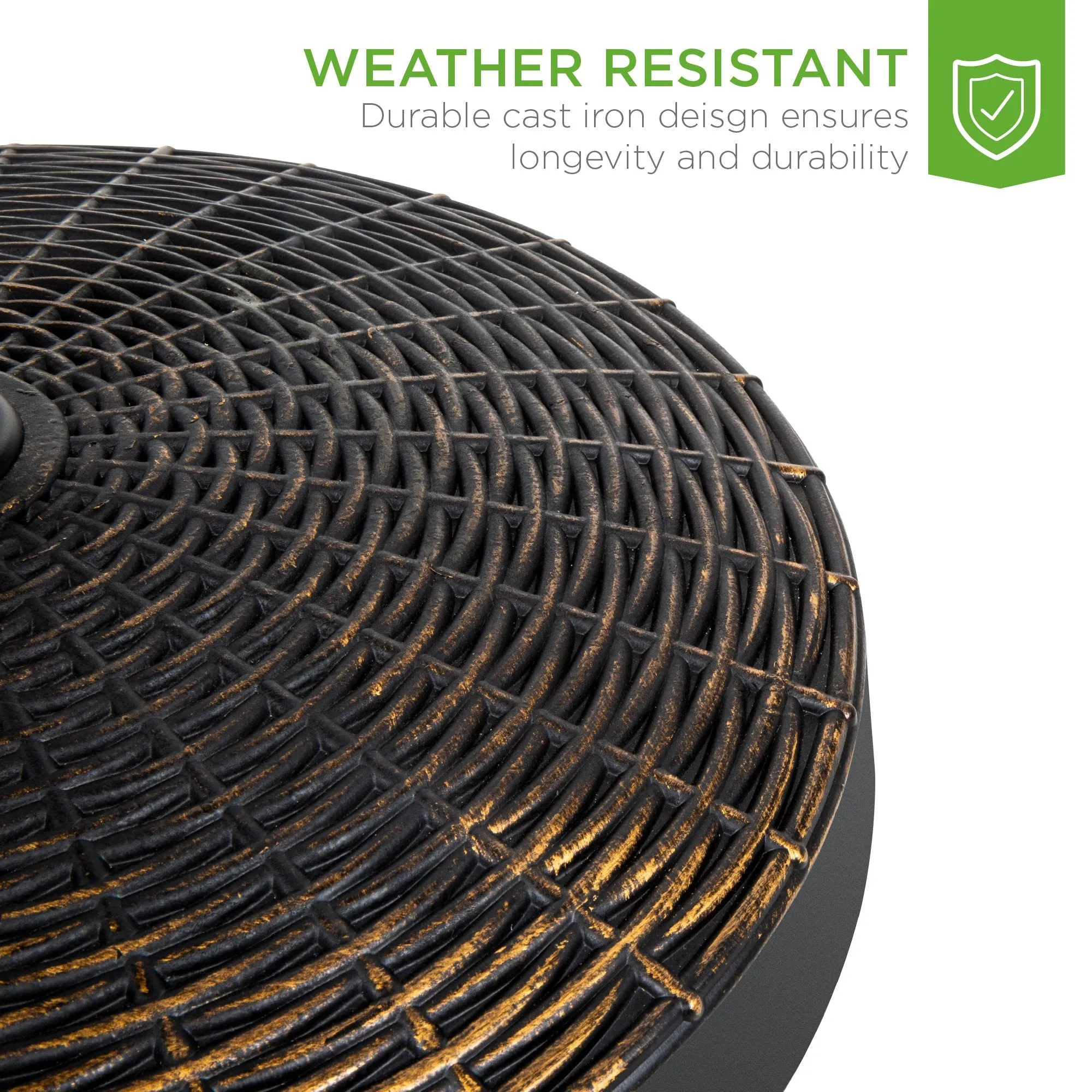55lb Round Patio Style Express shipping Wicker Umbrella Stand Finish Act quickly Bronze Blackened w/