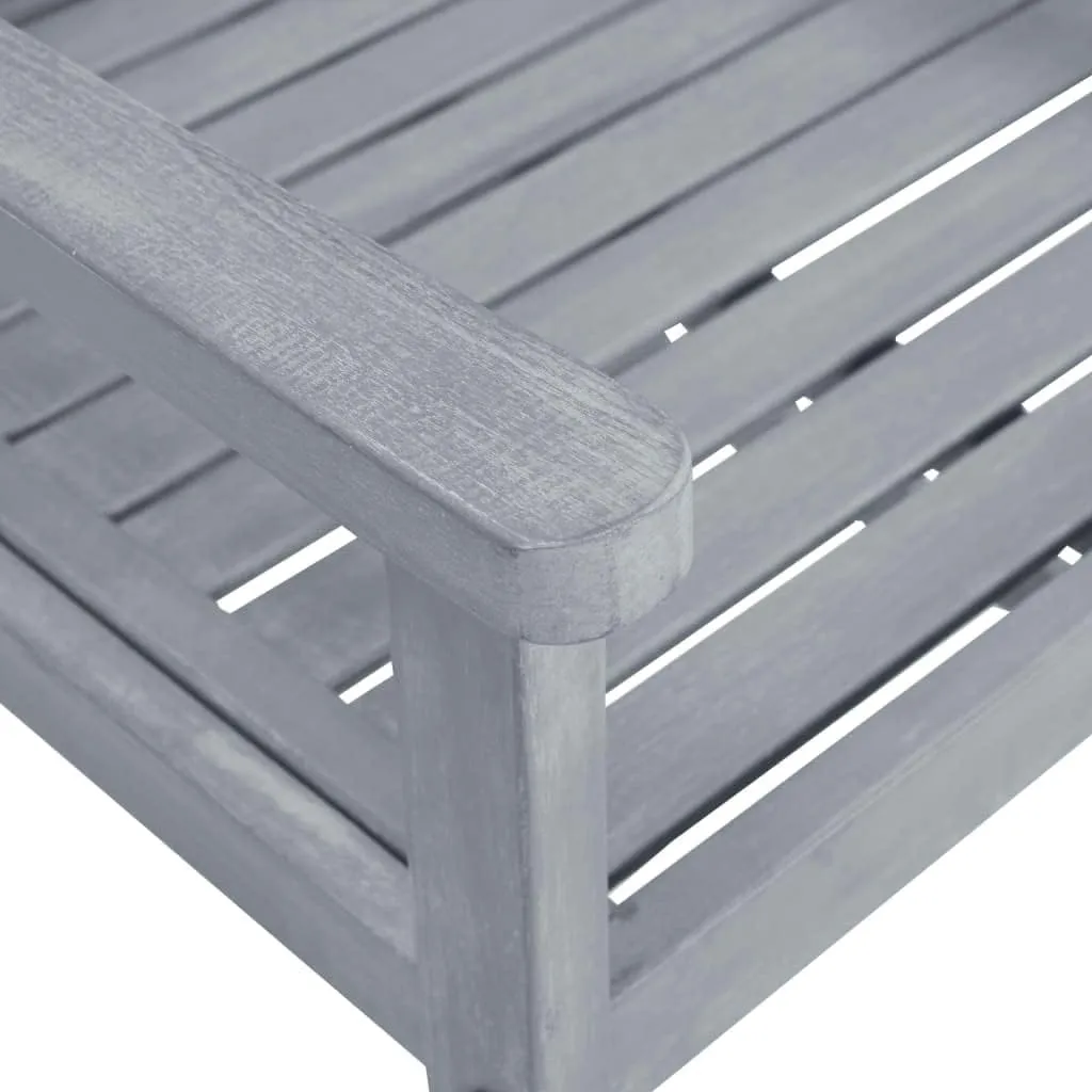 6-Piece Solid Acacia Wood Patio Chairs Set with Cream Cushions, Gray Outdoor Furniture for Poolside Lounging Backyard Dining and Beach Camping