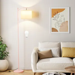 60" Floor Lamps for Living Room with 3 Color Temperatures, Adjustable White Shade with Pink Pole, Tall Lamps for Living Room Bedroom Office Classroom Dorm Room, 9W Bulb Included