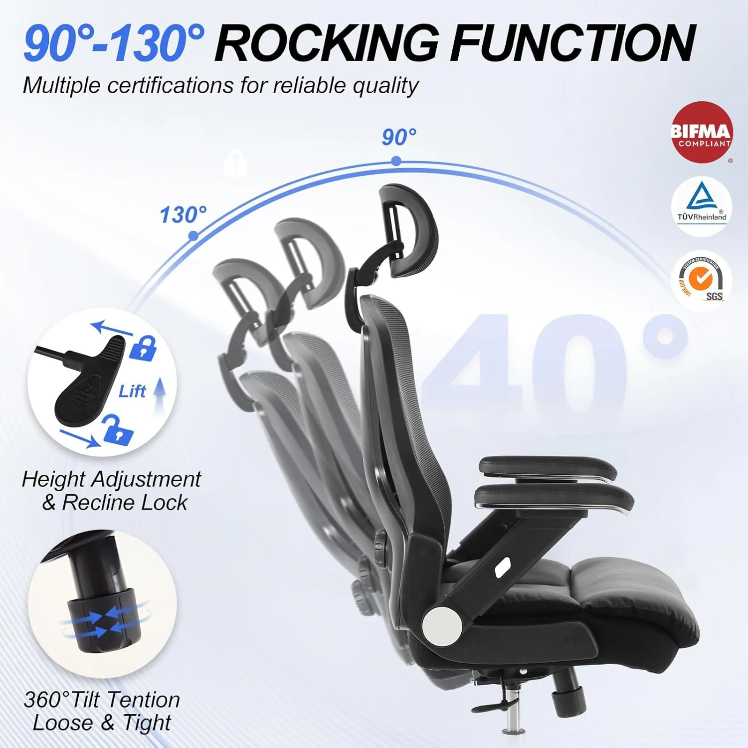 750lbs Ergonomic Office Chair,Upgrade Big and Tall Office Chairs for Heavy People,Mesh High Back Desk Chair with 5D Flip Arms Large Wheels,Adjustable Headrest & Lumbar Support,Wide Chairs