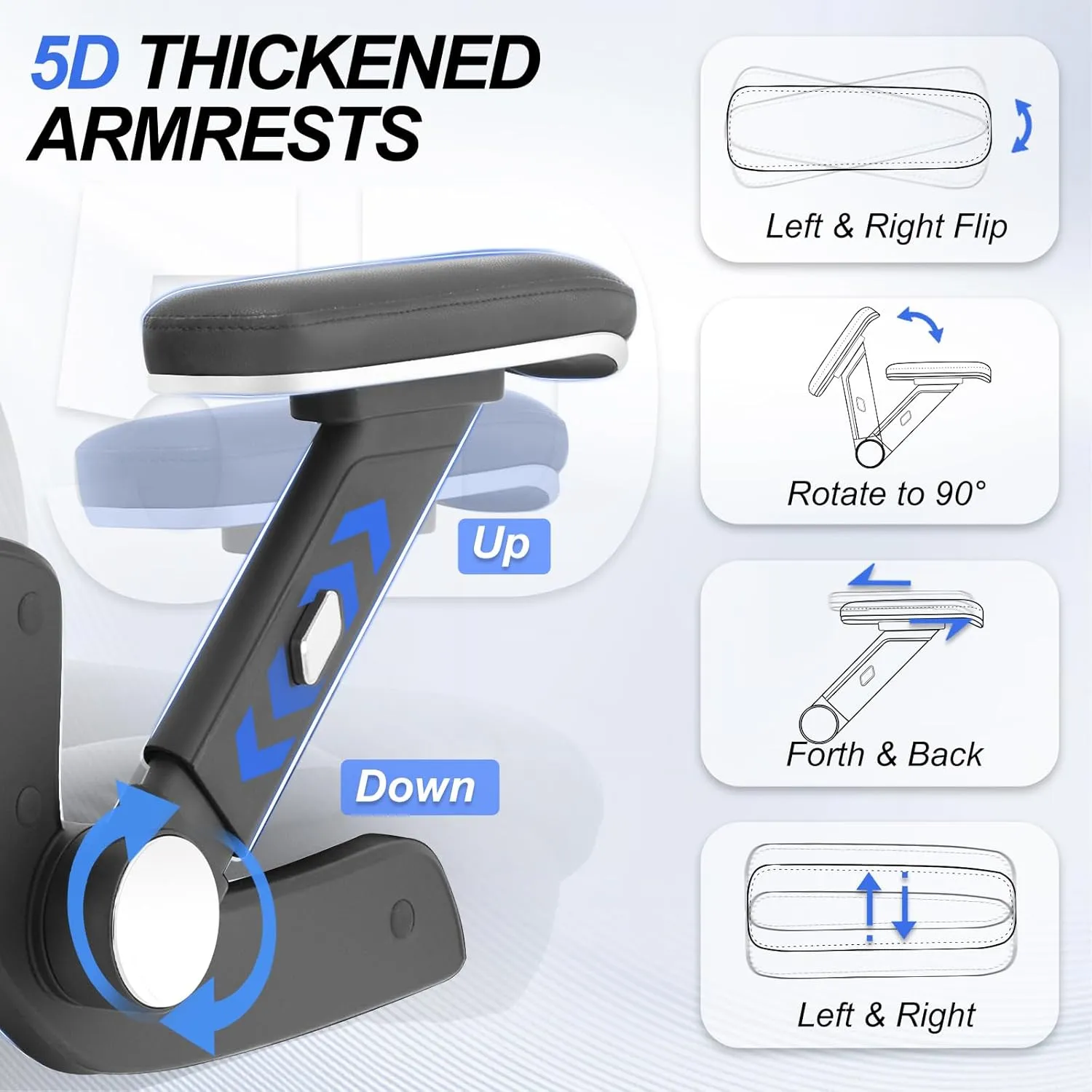 750lbs Ergonomic Office Chair,Upgrade Big and Tall Office Chairs for Heavy People,Mesh High Back Desk Chair with 5D Flip Arms Large Wheels,Adjustable Headrest & Lumbar Support,Wide Chairs