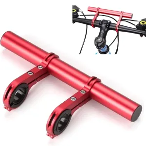 7.87" Bike Handlebar Extender 20cm Double Aluminum Alloy Bicycle Handlebar Extender for Flashlight Holder Bicycle Accessories with Screwdriver for Bicycle Speedometer Light(aluminum red)