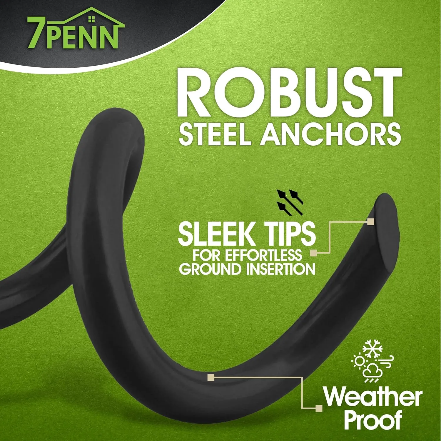 7Penn Spiral Ground Anchors - 16 Inch Tent Stakes Heavy Duty Ground Screw Anchor Twist Stakes, 4 Pack