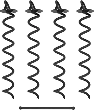 7Penn Spiral Ground Anchors - 16 Inch Tent Stakes Heavy Duty Ground Screw Anchor Twist Stakes, 4 Pack