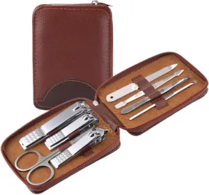 8-Piece Nail Clippers Set for Manicure Tools Manicure Scissors Manicure Set(Brown)