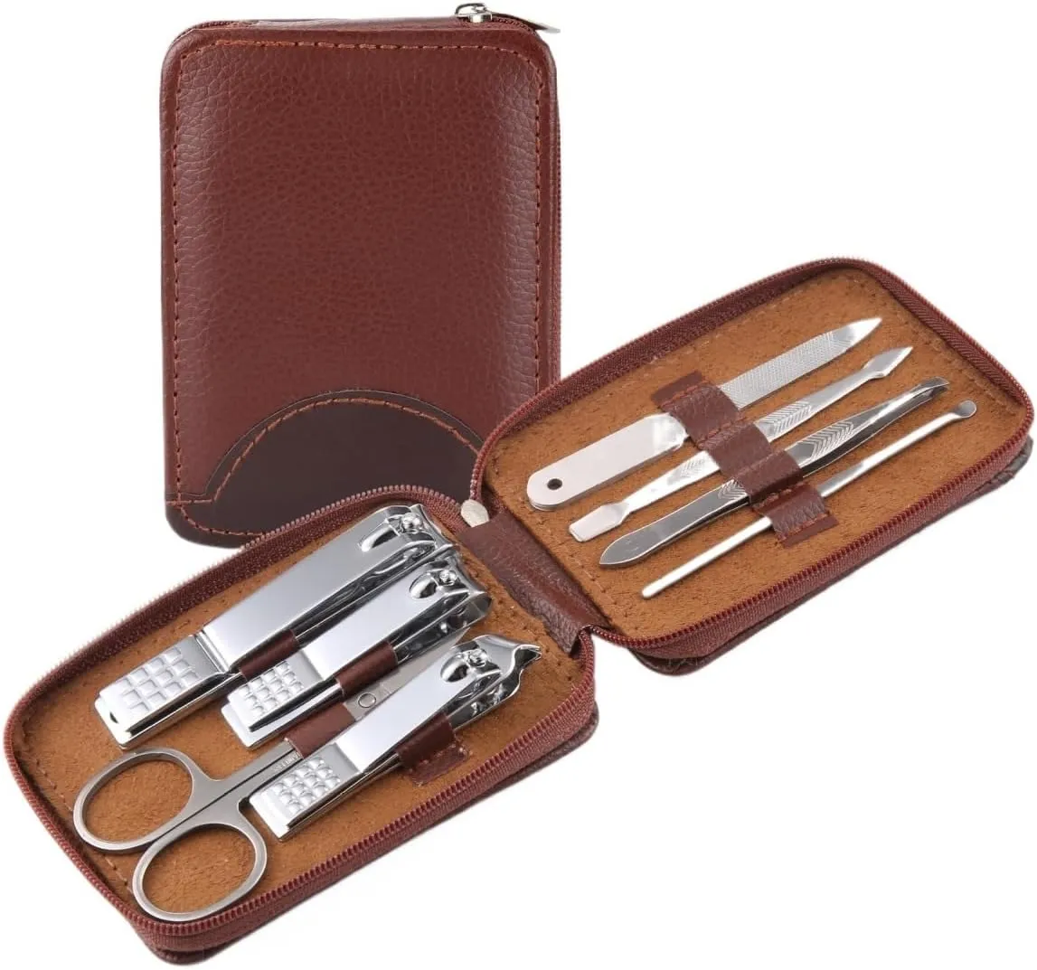 8-Piece Nail Clippers Set for Manicure Tools Manicure Scissors Manicure Set(Brown)