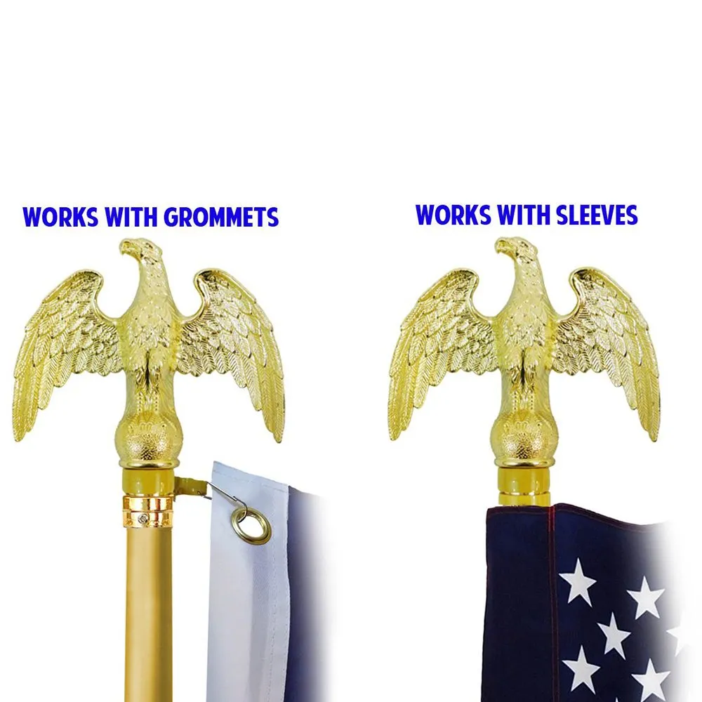 8ft Gold Flag Pole and Gold Base Kit (Eagle Top)