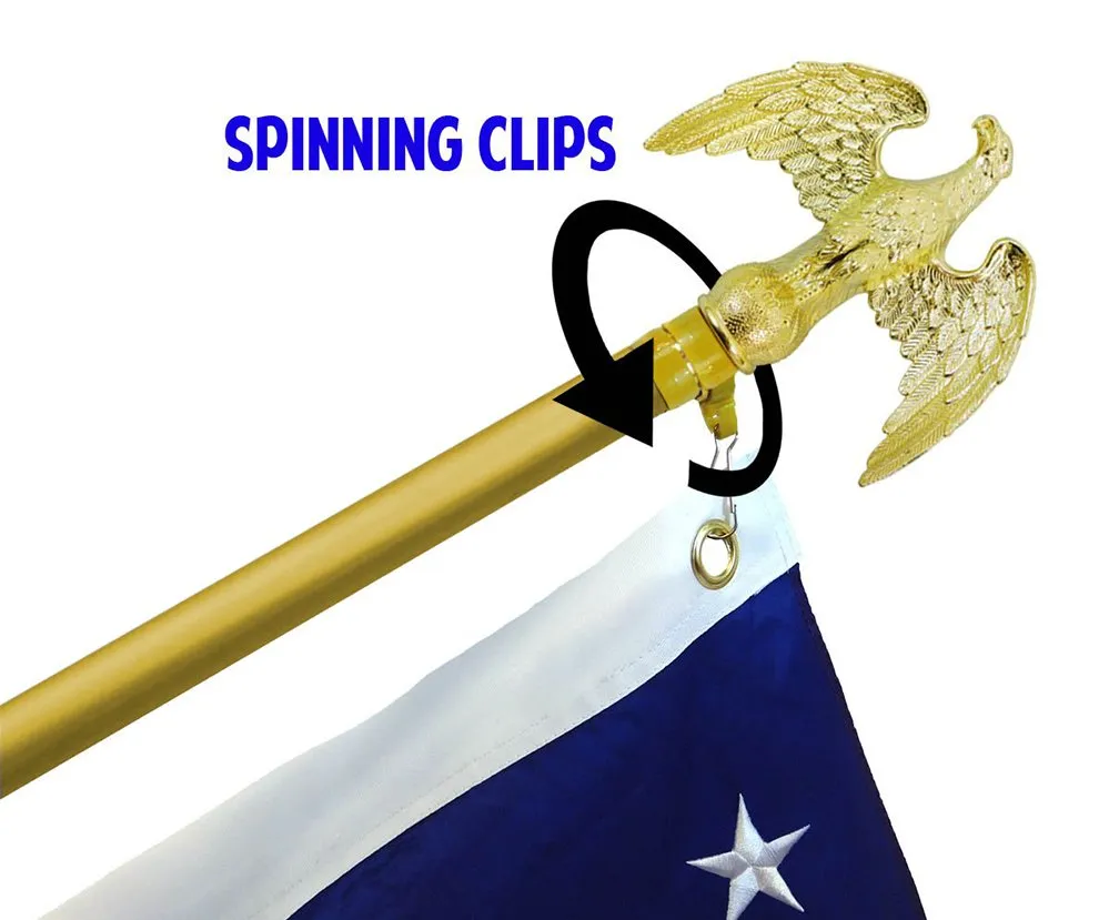8ft Gold Flag Pole and Gold Base Kit (Eagle Top)