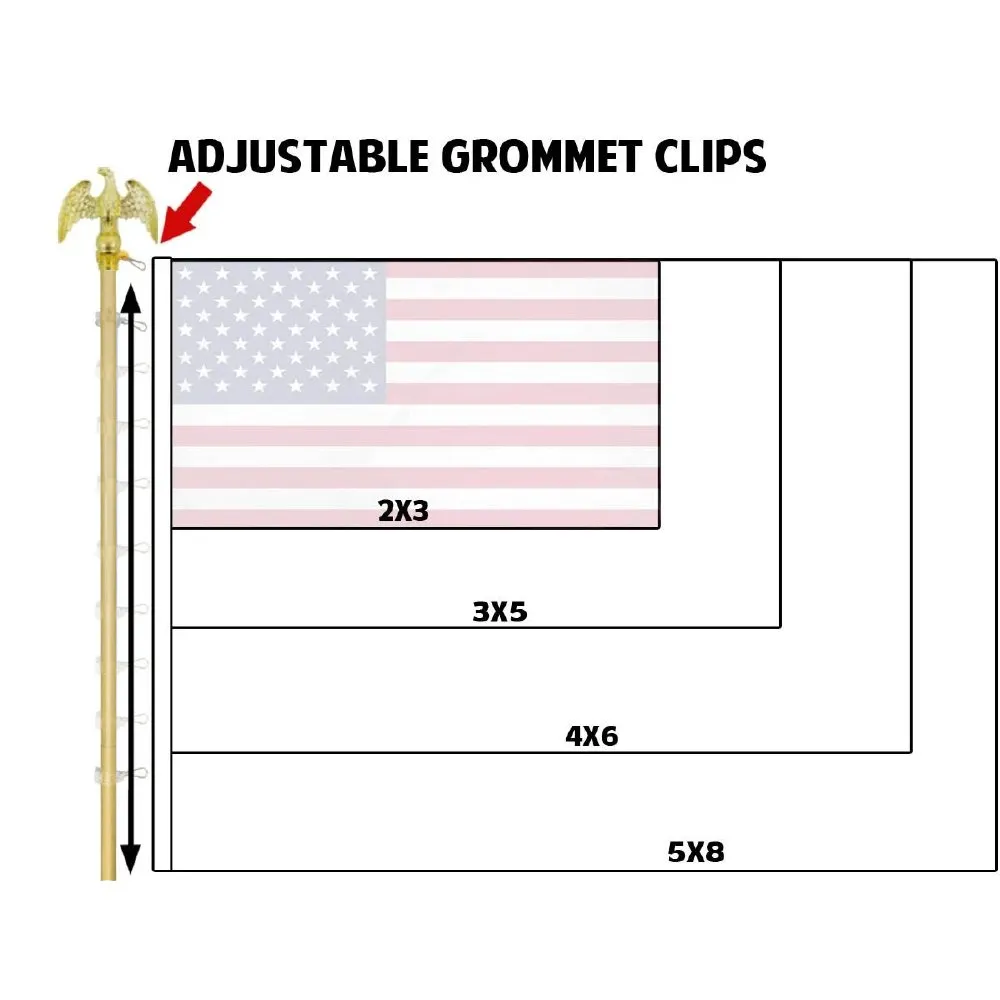 8ft Gold Flag Pole and Gold Base Kit (Eagle Top)