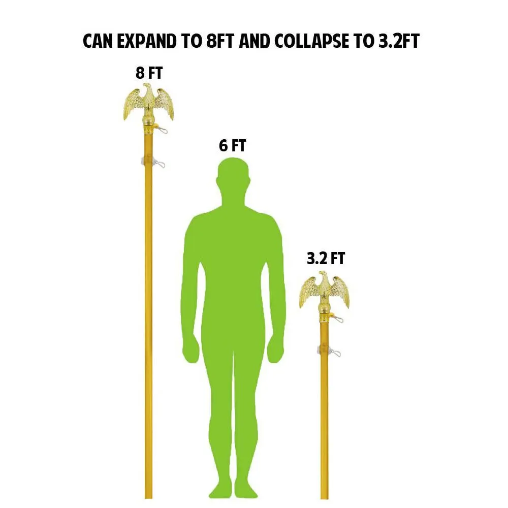8ft Gold Flag Pole and Gold Base Kit (Eagle Top)