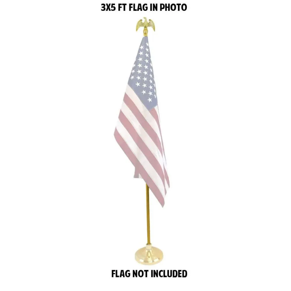 8ft Gold Flag Pole and Gold Base Kit (Eagle Top)