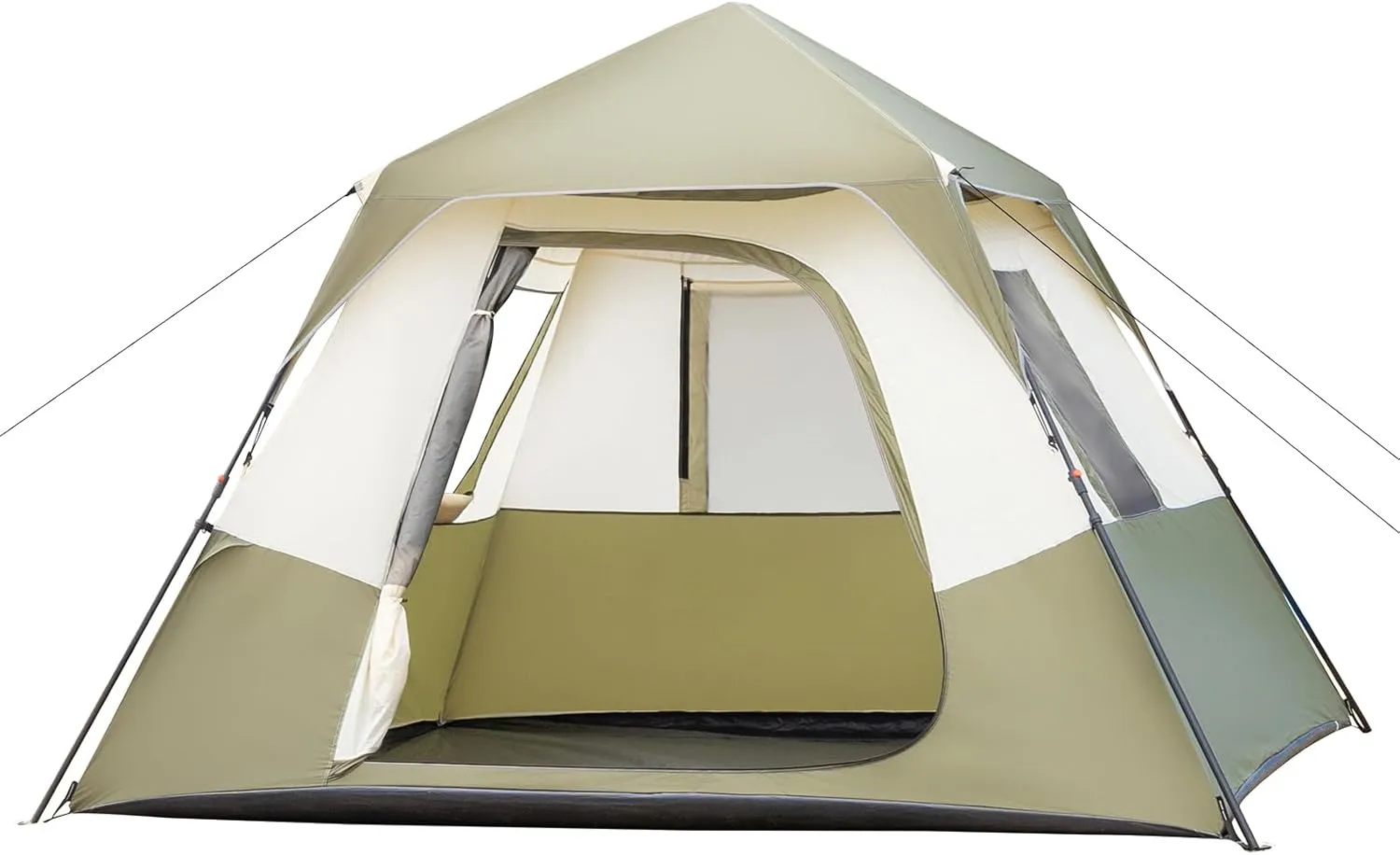 9zH&K 6 Person Easy Set-Up Camping Tent, Waterproof Windproof Family Tent with Top Rainfly for Camping & Hiking, Mountaineering, 3 Large Mesh Windows and 1 Door, Portable with Carry Bag, 10x9x5.5FT