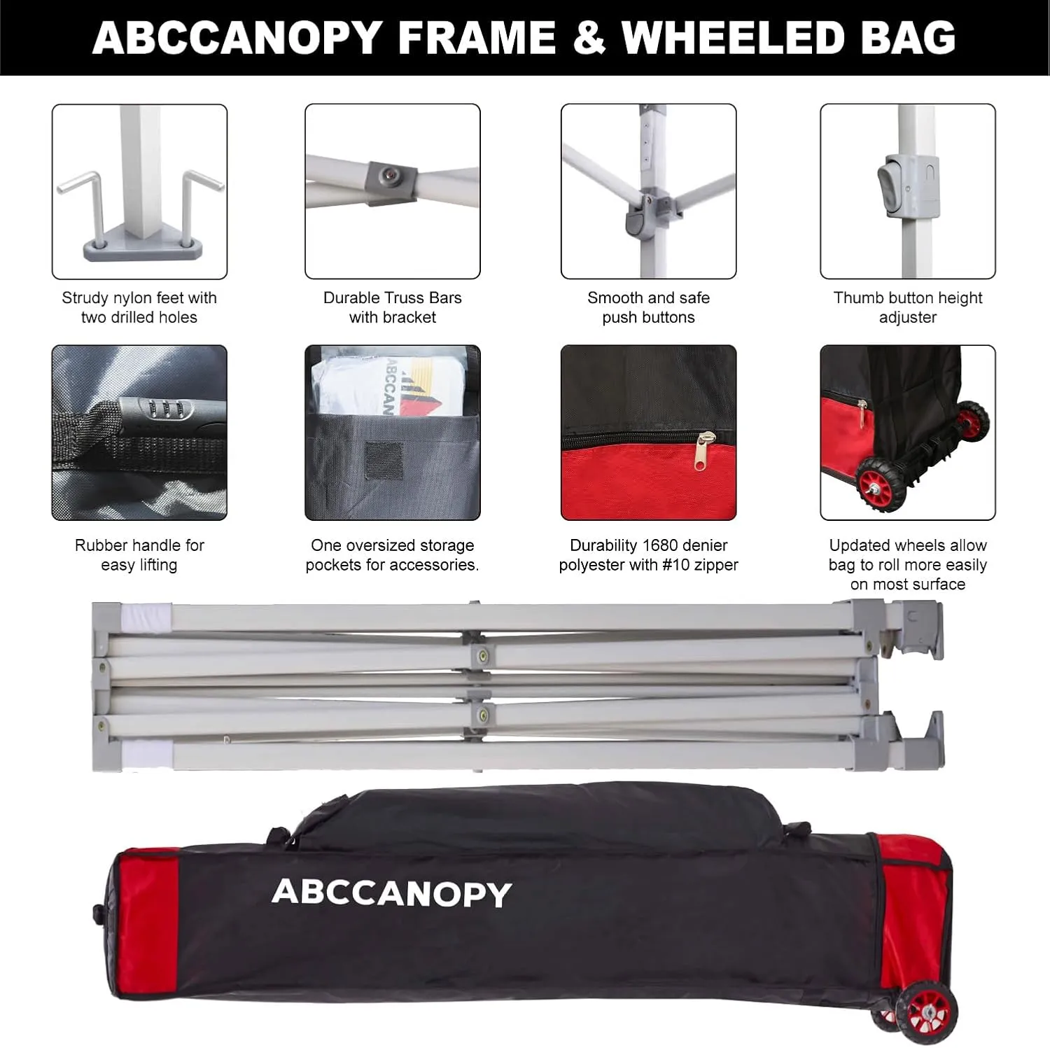 ABCCANOPY 10x10 Canopy Tent with Sidewalls - Pop up Gazebos with Church Window, Outdoor Tents for Parties, Wedding, Camping, with Wheeled Bag, White