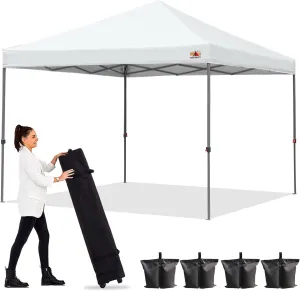 ABCCANOPY Pop Up Canopy - Outdoor Patio Portable Canopy Tent Heavy Duty for Backyard and Deck with 4 Sandbags(Iory White, 8x8)