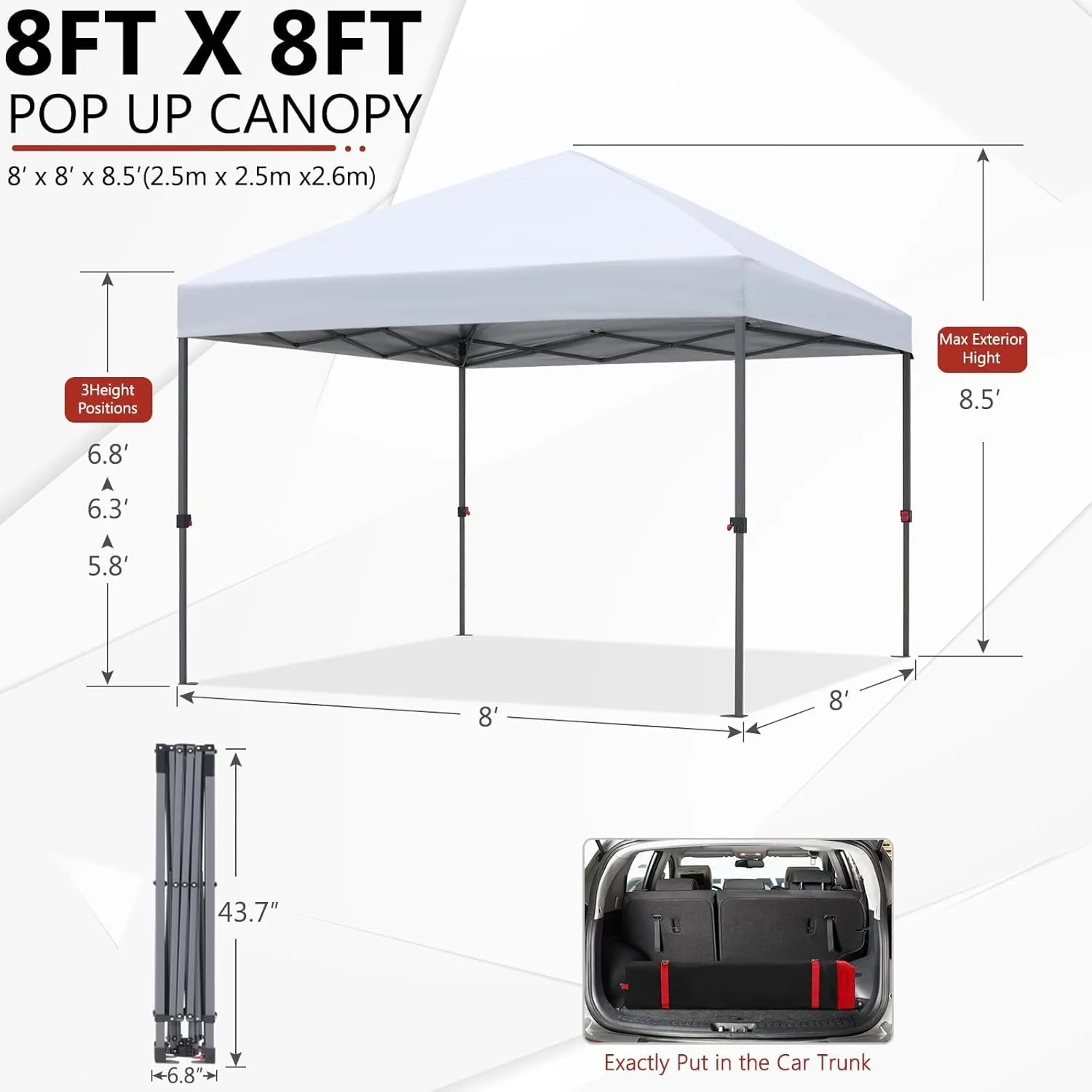ABCCANOPY Pop Up Canopy - Outdoor Patio Portable Canopy Tent Heavy Duty for Backyard and Deck with 4 Sandbags(Iory White, 8x8)