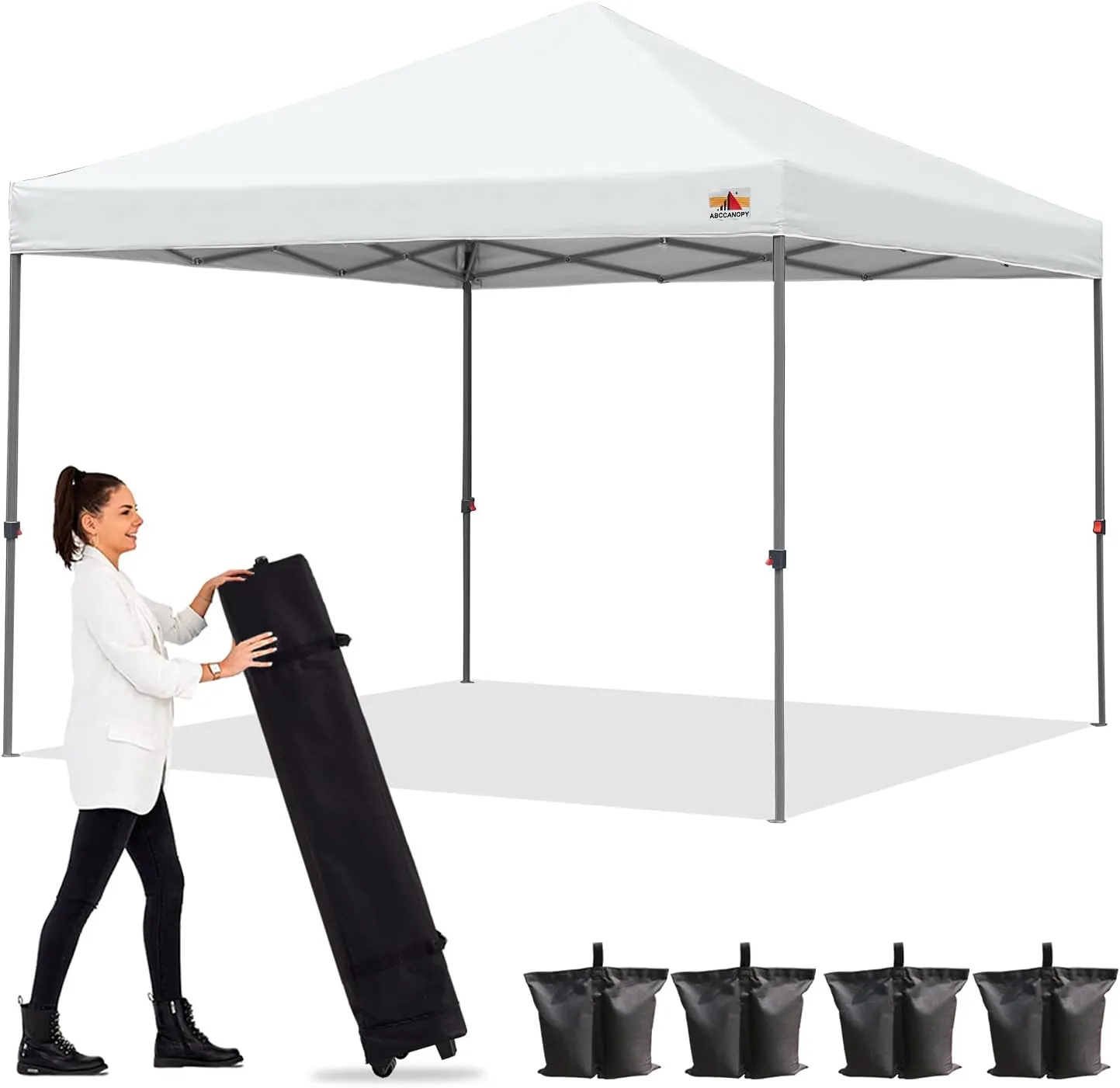 ABCCANOPY Pop Up Canopy - Outdoor Patio Portable Canopy Tent Heavy Duty for Backyard and Deck with 4 Sandbags(Iory White, 8x8)