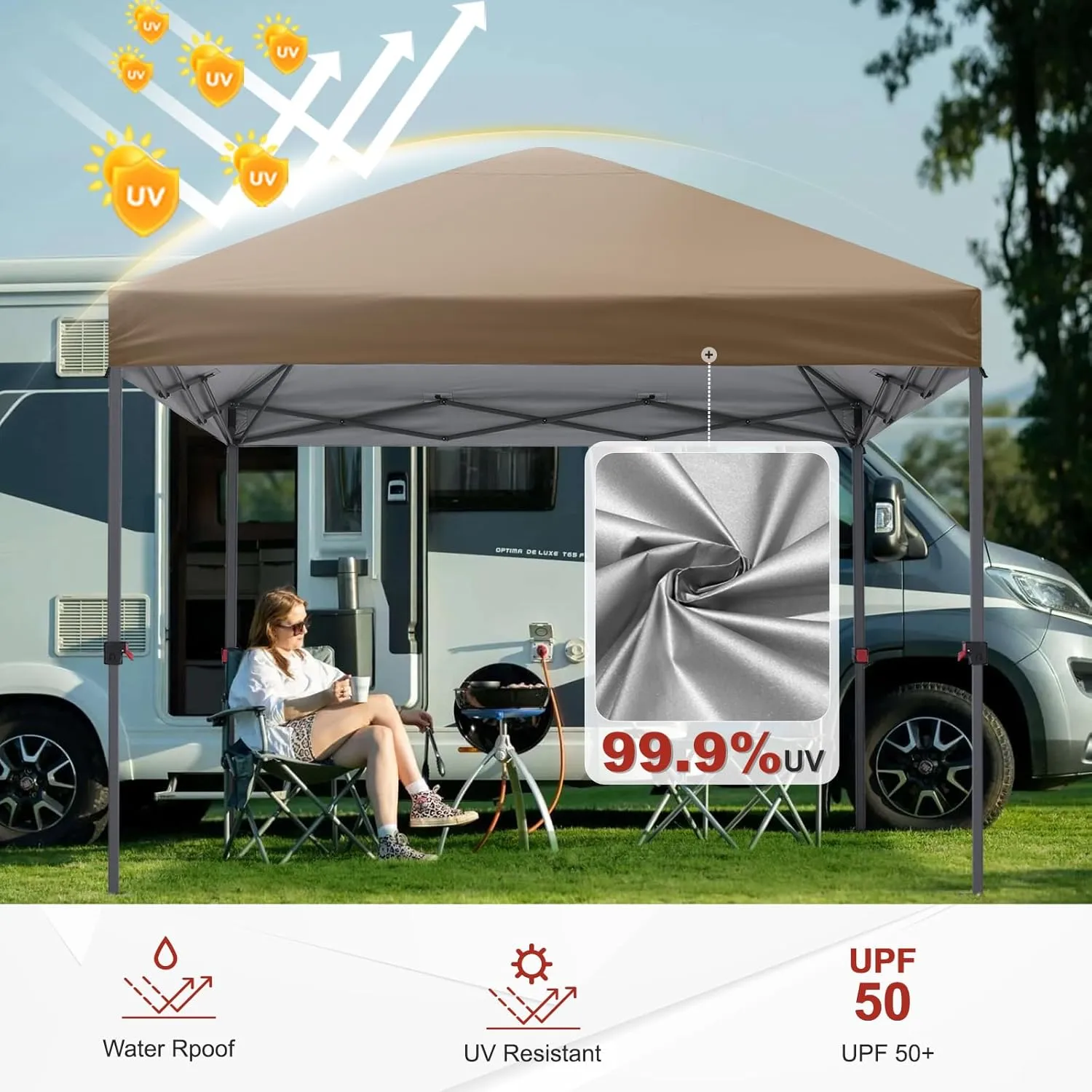 ABCCANOPY Pop Up Canopy - Outdoor Patio Portable Canopy Tent Heavy Duty for Backyard and Deck with 4 Sandbags(Khaki, 10x10)