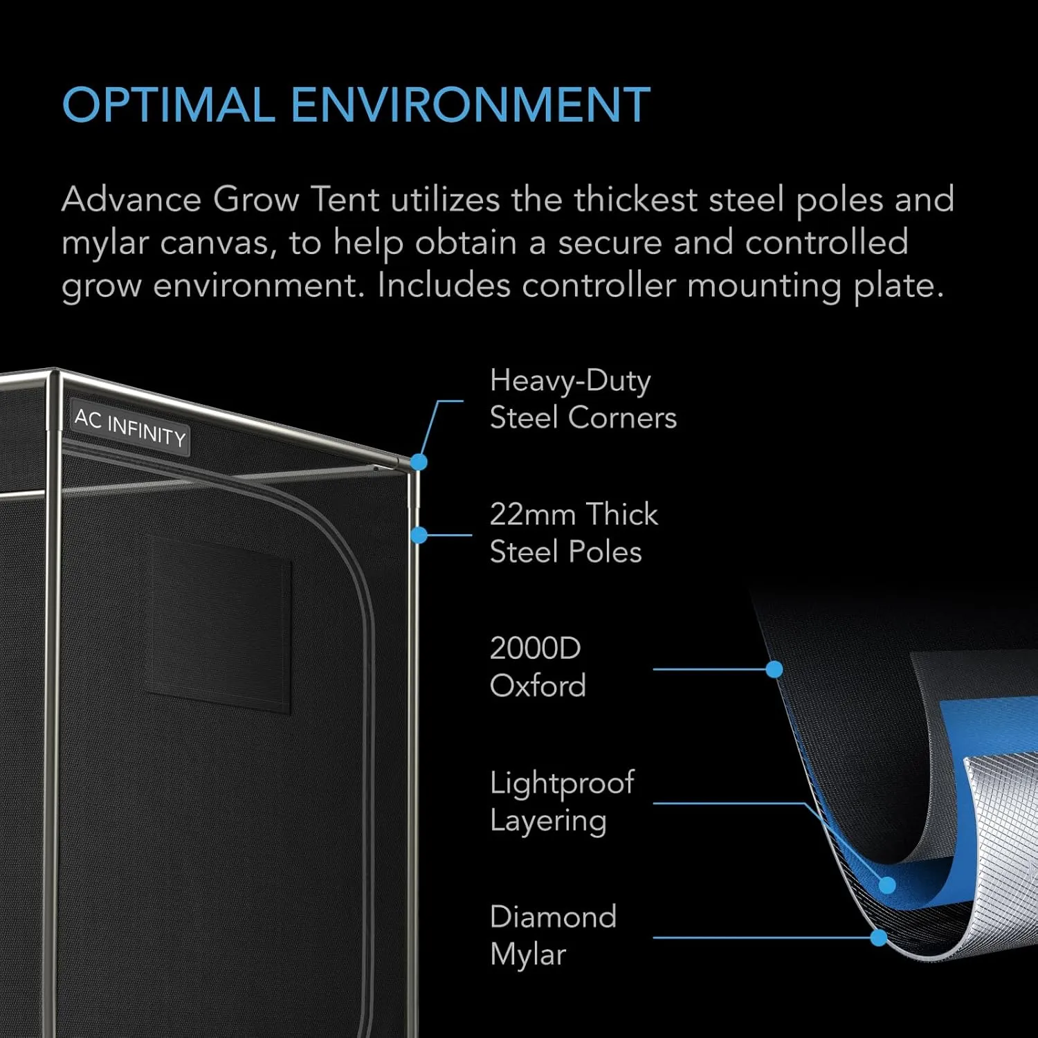 AC Infinity Advance Grow System PRO 4x4, 4-Plant Kit, WiFi-Integrated Grow Tent Kit, Automate Ventilation, Circulation, Schedule Full Spectrum Samsung LM301H EVO Bar LED Grow Light, 2000D Mylar Tent
