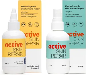 Active Skin Repair - First Aid Natural & Non-Toxic Healing Ointment & Antiseptic Spray for Minor Cuts, Wounds, Scrapes, Rashes, Sunburns, and Other Skin Irritations (Bundle, Combo, 3 oz Each)