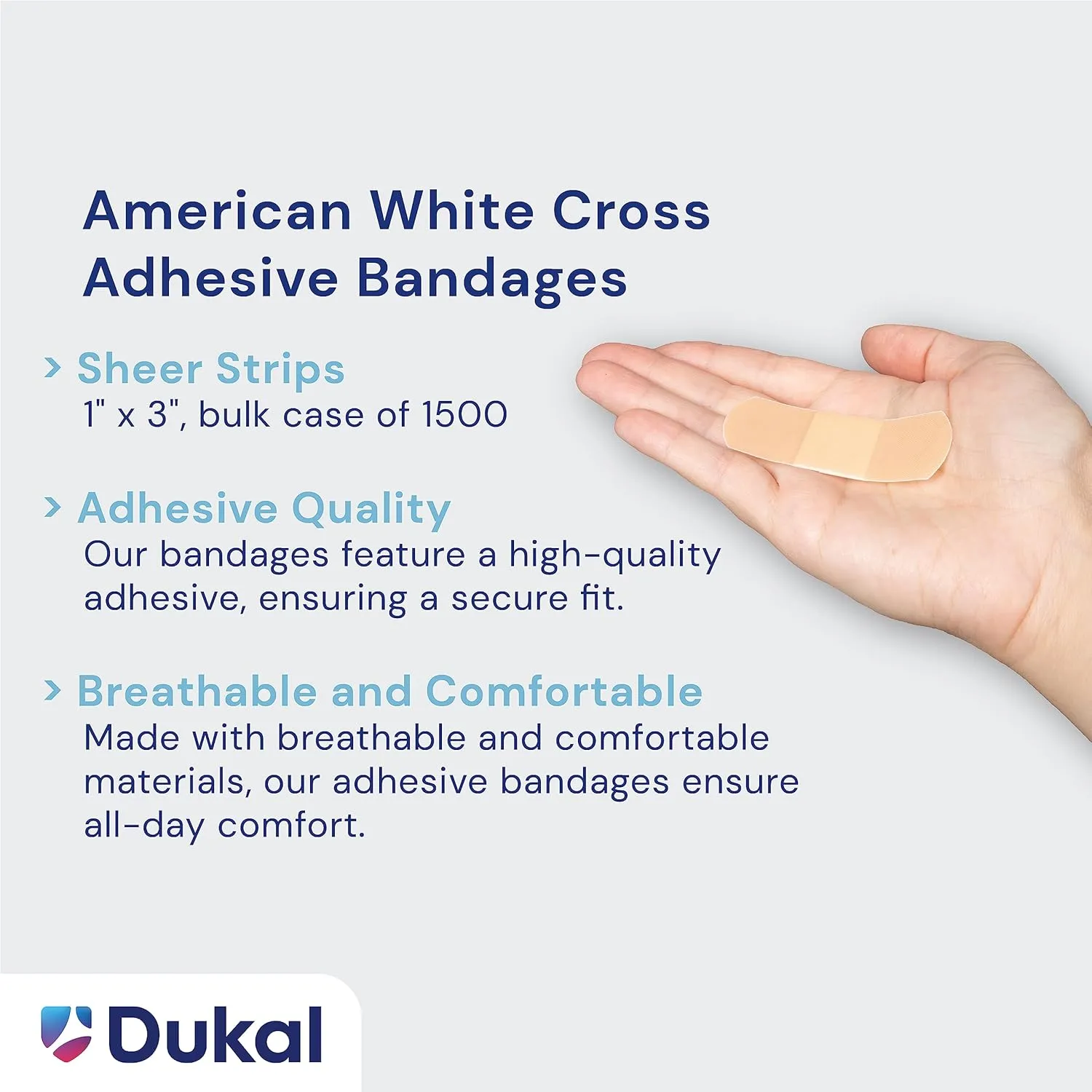 Adhesive Bandages, Sheer Strips, 1" x 3" | Bulk Case of 1500 | Sterile, Breathable and Multi-Purpose for School Nurses, Businesses, and First Aid Kits