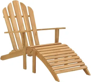 Adirondack Chair with Footrest Solid Teak Wood Outdoor Lounge Chair for Patio Garden Beach Poolside Relaxation Durable Comfortable Wooden Furniture