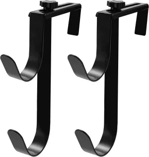 Adjustable Aluminum Pool Pole Hanger,Pool Fence Hooks for Pool Poles,Swimming Pool Pole Hook,Heavy Duty Fence Hooks for Pool Hose Pool Skimmer Accessories (2, Black)