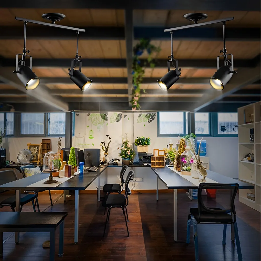 Adjustable Retro Iron LED Black Industrial American Style Spotlights
