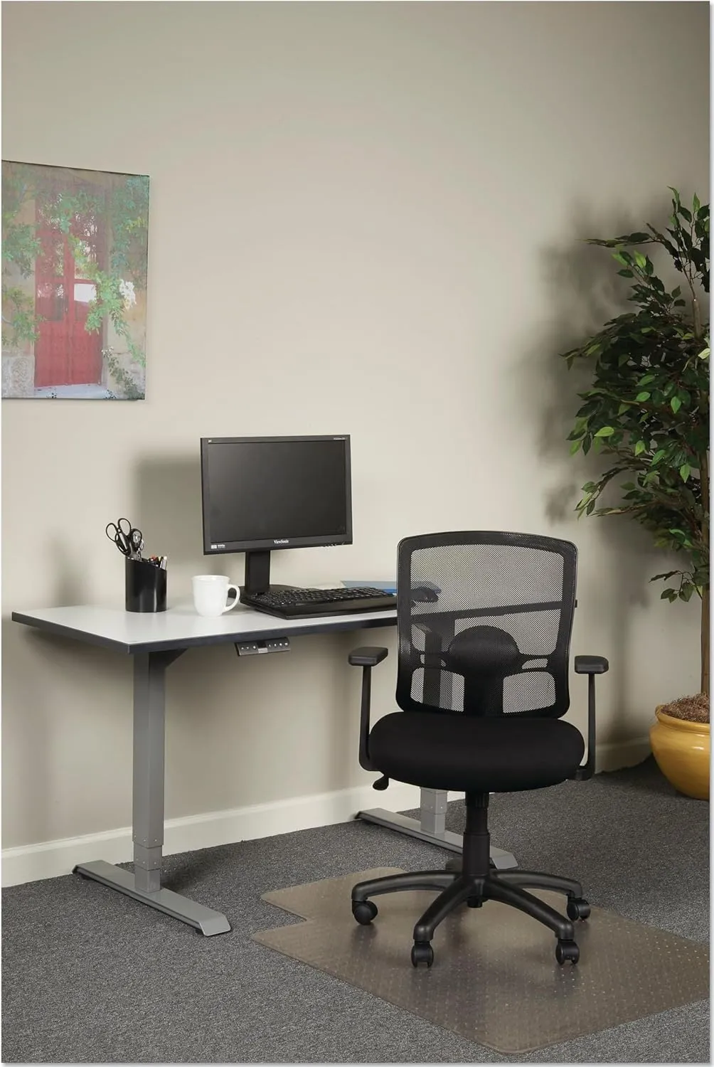 Alera ALEET42ME10B Etros Series 18.03 in. to 21.96 in. Seat Height Mesh Mid-Back Chair - Black
