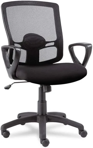 Alera ALEET42ME10B Etros Series 18.03 in. to 21.96 in. Seat Height Mesh Mid-Back Chair - Black