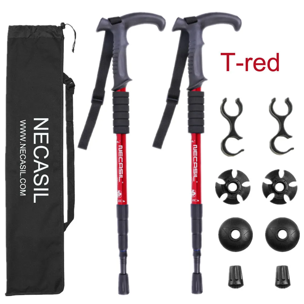 Aluminum Alloy Trekking Poles Straight Handle Set