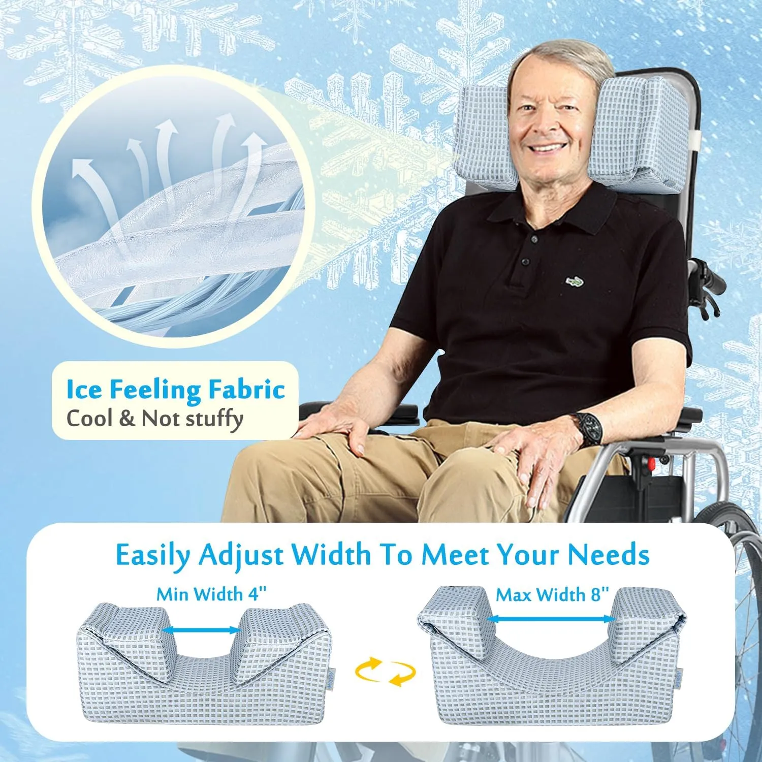 AOSSA Wheelchair Pillow Headrest for Recliner High Back Wheelchair Neck Support Positioner Head Positioning Cushion Medical Neck Stabilizer Foam Wedge for Adults Single Sofa Geri Chair Wheelchair