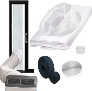 Aozzy 98" Inverter Portable Air Conditioner Sliding Door Seal Kit for Midea/Whynter/Danby etc Protable AC Sliding Door Vent Kit for 14000 BTU Inverter Dual Hose Portable AC Sliding Door Velcro Panel