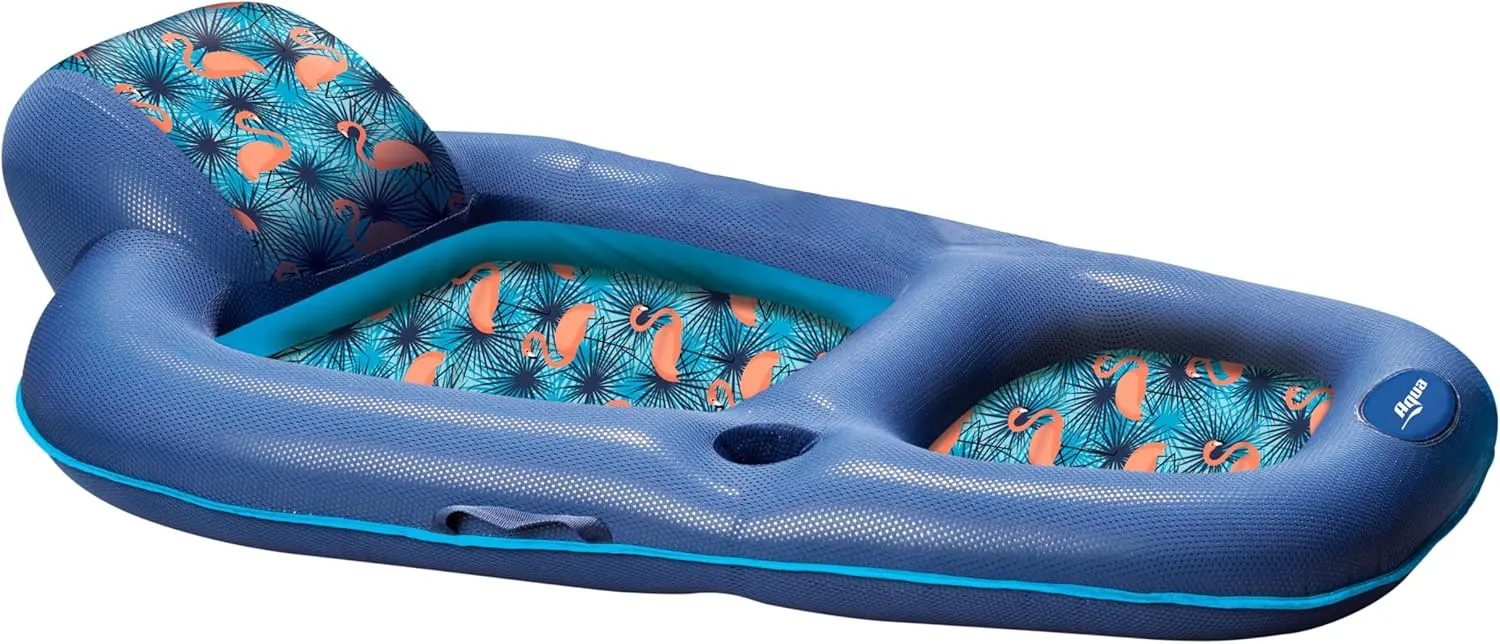 Aqua Water Pool Lounge – Extra Large – Inflatable Pool Floats for Adults with Headrest, Backrest, Footrest & Cupholder – Multiple Colors/Styles