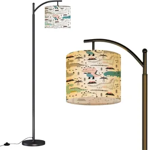 Arc Floor Lamps Seamless Cute Dino Scandinavian Style Modern LED Adjustable Lampshade Standing Light for Living Room Reading Bedroom Office