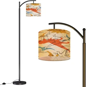 Arc Floor Lamps Seamless Pattern Cartoon Dinosaurs Elements Modern LED Adjustable Lampshade Standing Light for Living Room Reading Bedroom Office