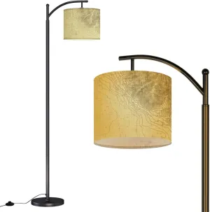 Arc Floor Lamps Topographic Map Abstract Modern LED Adjustable Lampshade Standing Light for Living Room Reading Bedroom Office