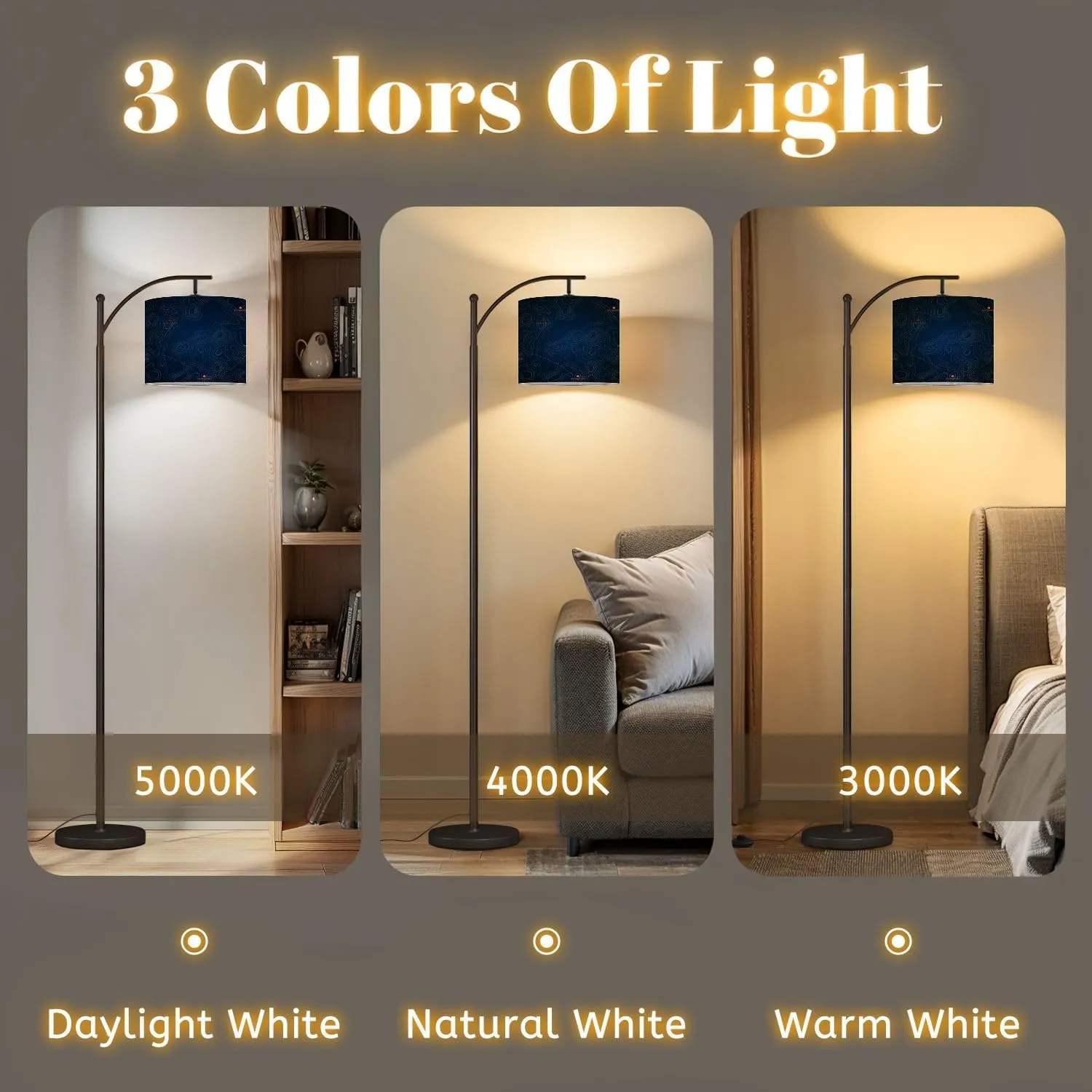 Arc Floor Lamps Topographic map Geographical Basis Relief Contour map Representation Modern LED Adjustable Lampshade Standing Light for Living Room Reading Bedroom Office