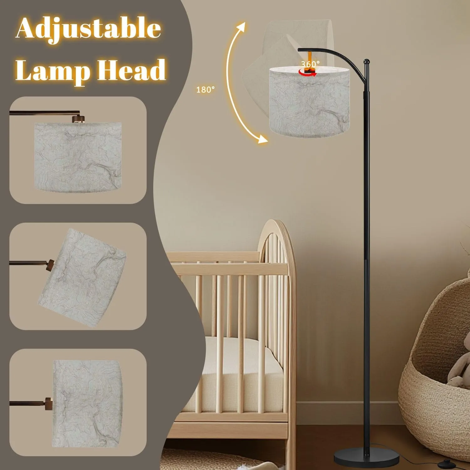 Arc Floor Lamps Topographic map Modern LED Adjustable Lampshade Standing Light for Living Room Reading Bedroom Office