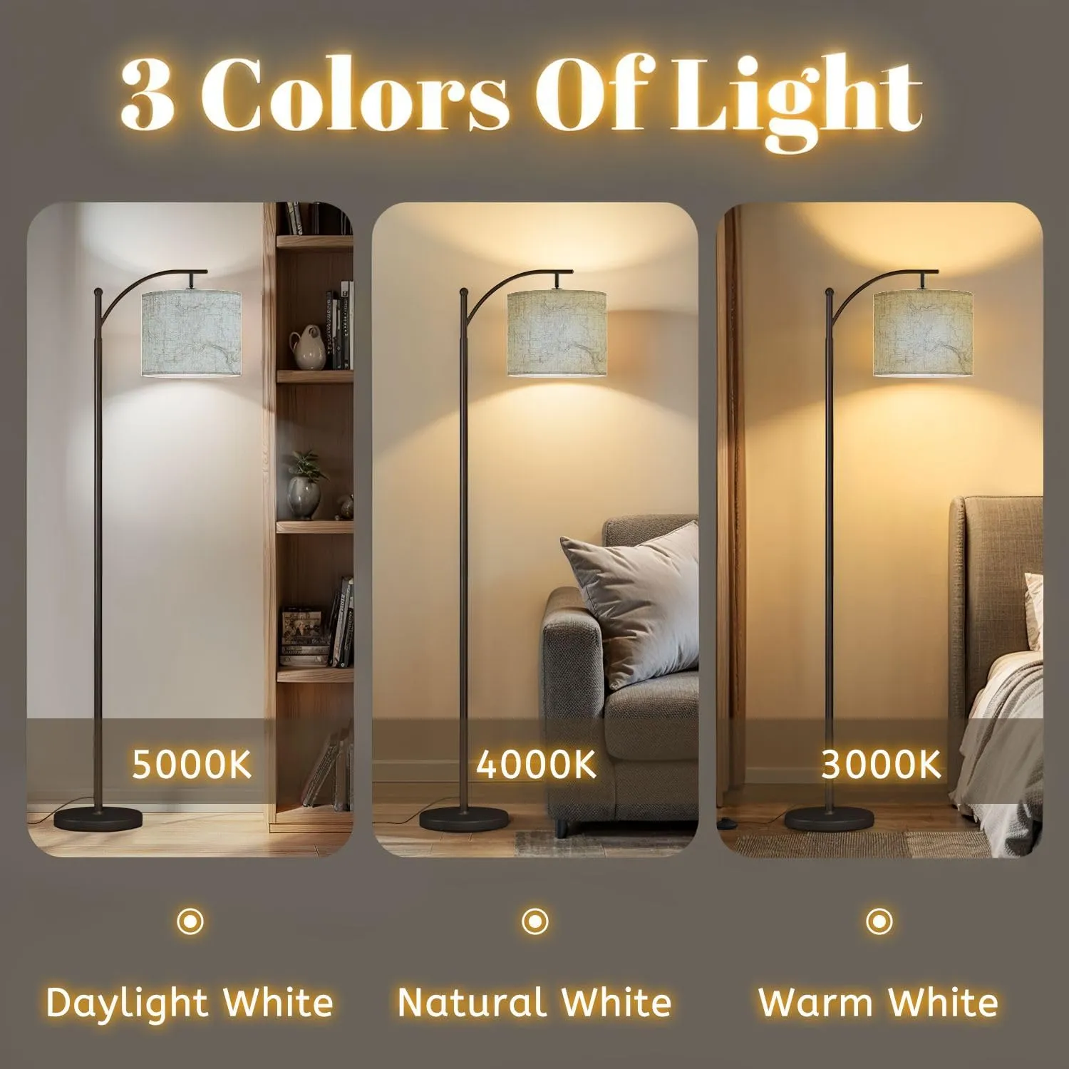 Arc Floor Lamps Topographic map Modern LED Adjustable Lampshade Standing Light for Living Room Reading Bedroom Office