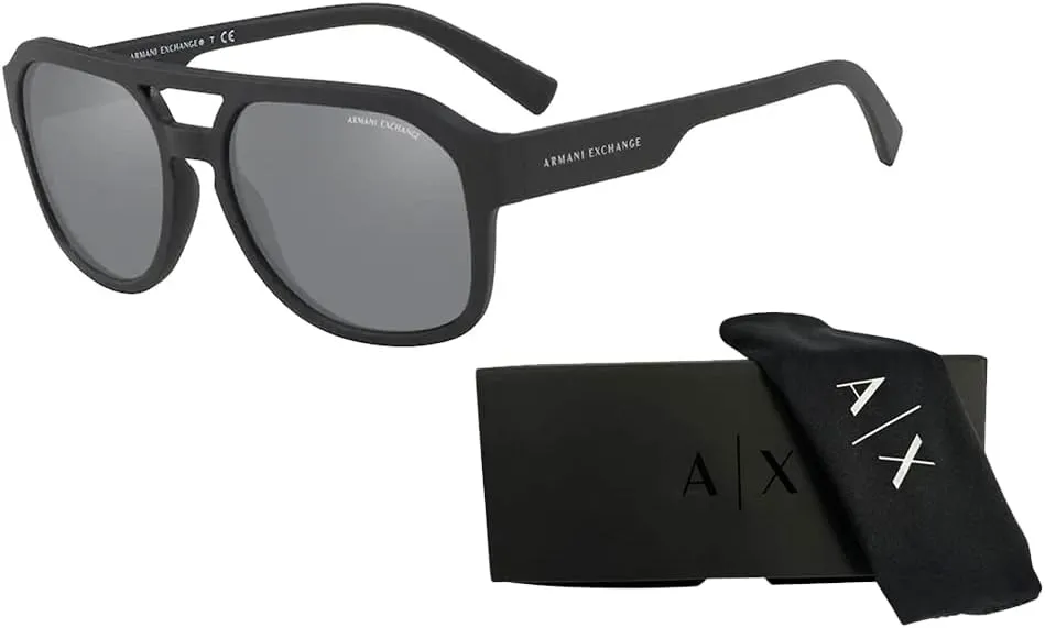 Armani Exchange AX4074S Rectangle Sunglasses for Men   BUNDLE with Designer iWear Care Kit