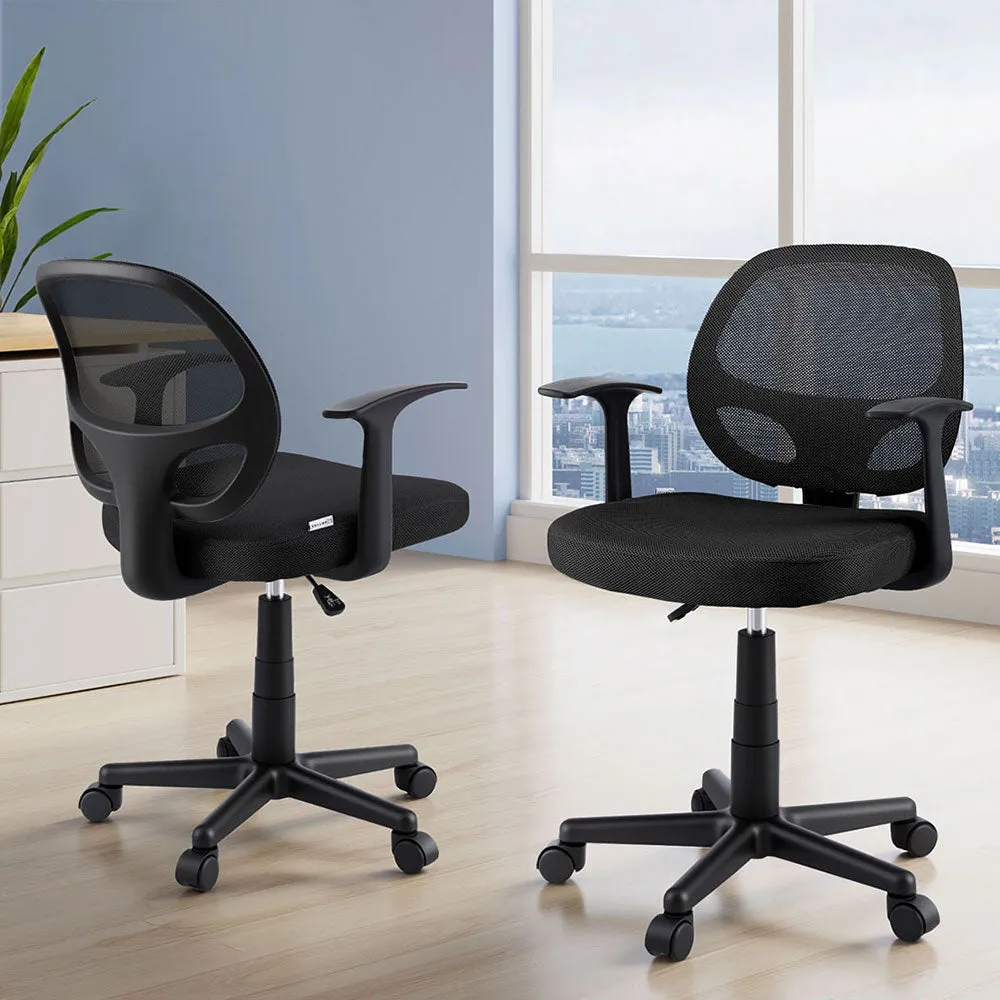 Artiss 2x Mesh Office Chair Computer Gaming Desk Chairs Work Study Mid Back Black